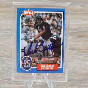 1988 Swell Dick Butkus Signed Autograph Football Card #36 Chicago Bears HOF 51